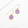 Mini-Waben Ohrringe lila | Gold