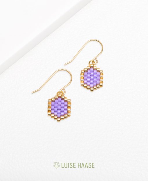 Mini-Waben Ohrringe lila | Gold