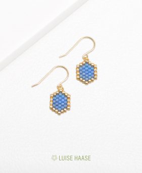 Mini-Waben Ohrringe azur | Gold