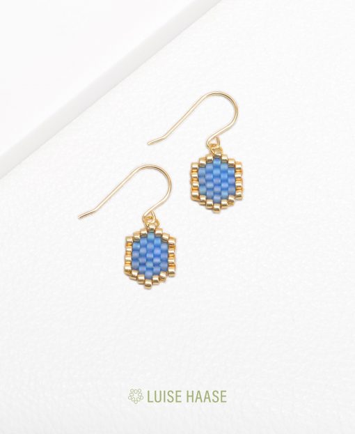 Mini-Waben Ohrringe azur | Gold
