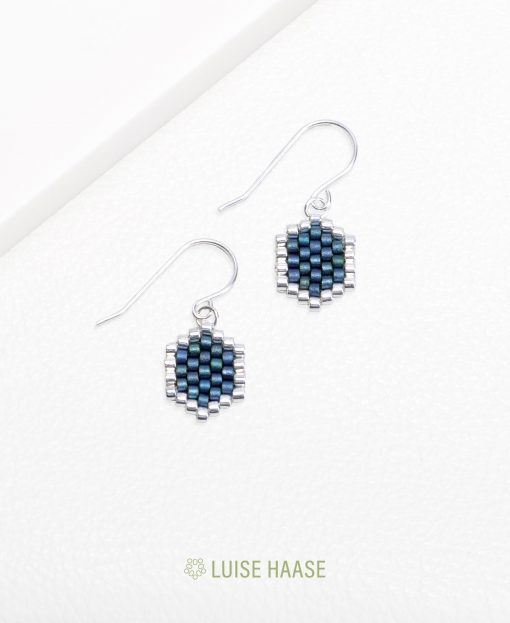 Mini-Waben Ohrringe blue | Silber