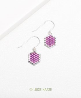 Mini-Waben Ohrringe pink | Silber