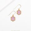 Mini-Waben Ohrringe rosa | Gold