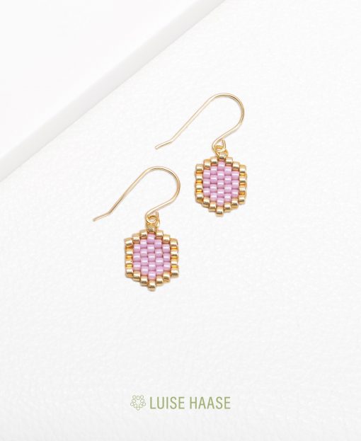 Mini-Waben Ohrringe rosa | Gold