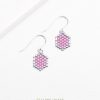 Mini-Waben Ohrringe rosa | Silber