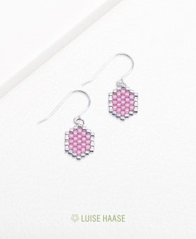 Mini-Waben Ohrringe rosa | Silber