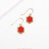 Mini-Waben Ohrringe - red | Gold
