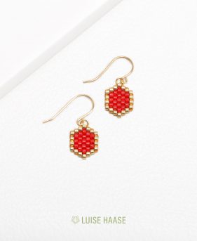Mini-Waben Ohrringe - red | Gold