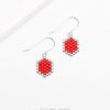Mini-Waben Ohrringe - red | Silber