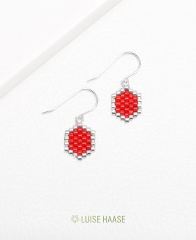 Mini-Waben Ohrringe - red | Silber