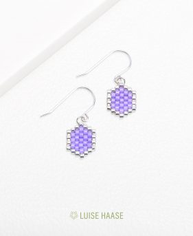 Mini-Waben Ohrringe lila | Silber