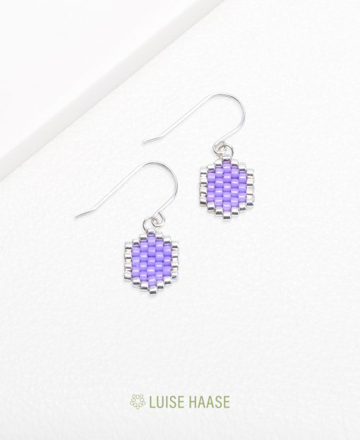 Mini-Waben Ohrringe lila | Silber