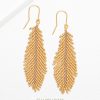 Feder Ohrringe lang | Gold