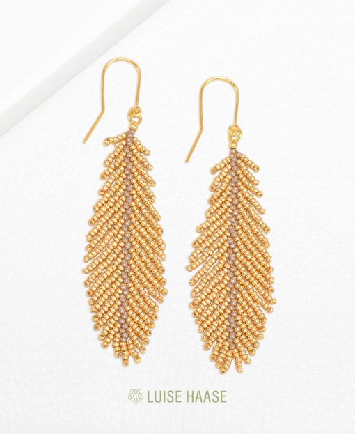 Feder Ohrringe lang | Gold
