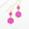 Waben Ohrringe Duo - hotpink | Gold