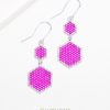 Waben Ohrringe Duo - hotpink | Silber