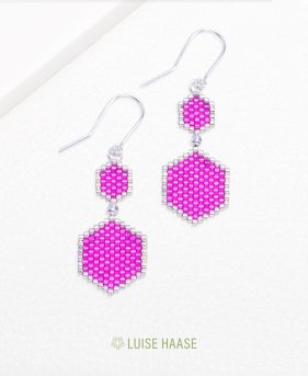 Waben Ohrringe Duo - hotpink | Silber