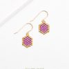 Mini-Waben Ohrringe pink | Gold