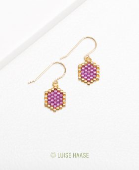 Mini-Waben Ohrringe pink | Gold