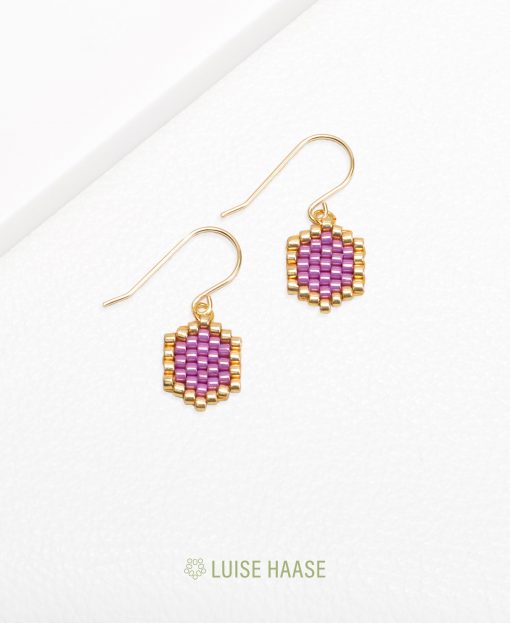 Mini-Waben Ohrringe pink | Gold