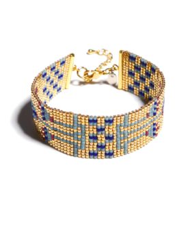 Lotos – Perlenwebarmband gold