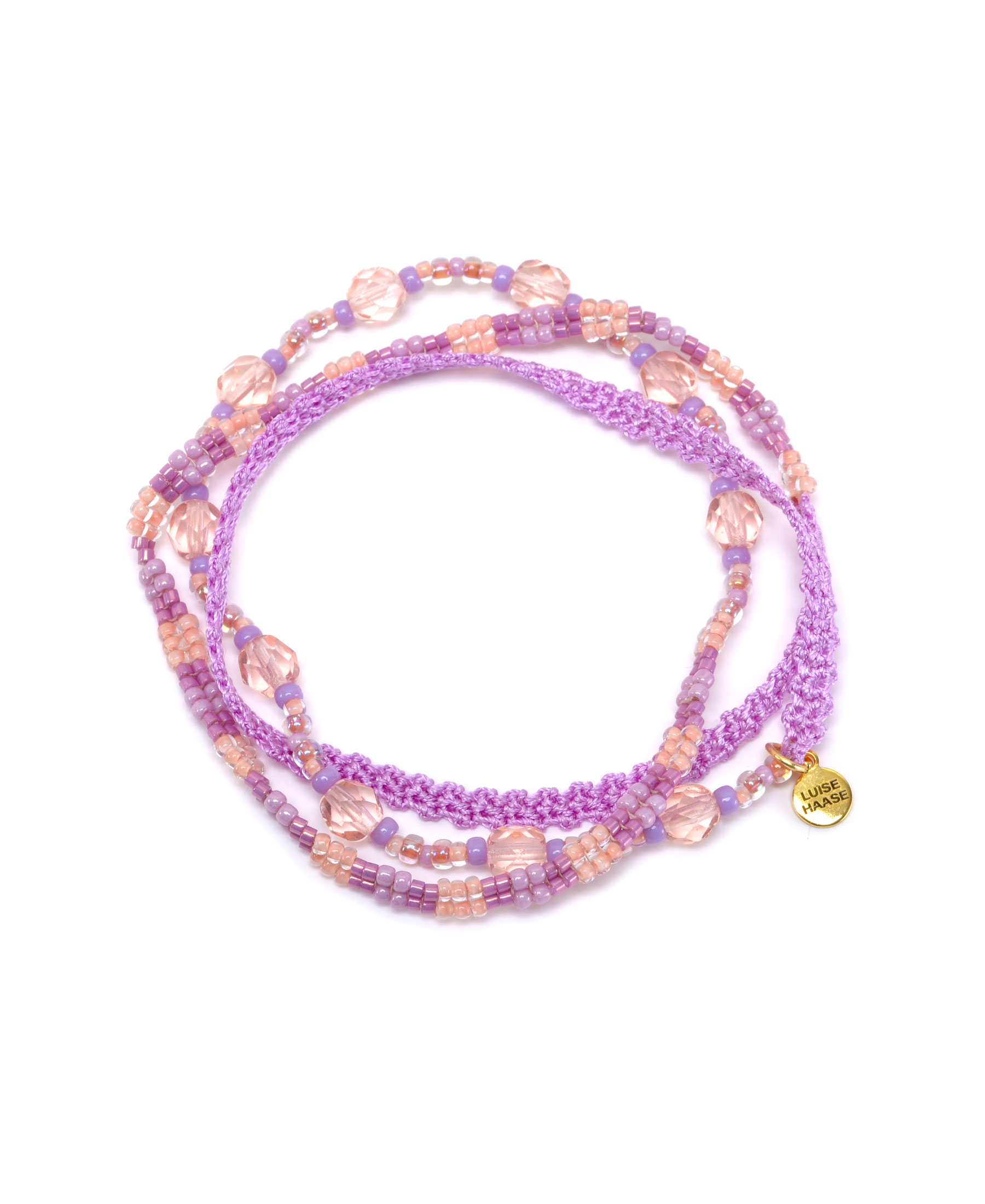 Boho Wickelarmband – Violettpeach