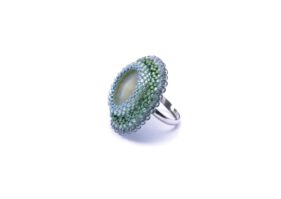 Bead-Ring, graugrün