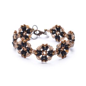 Armband Vintageblüte schwarz-braun
